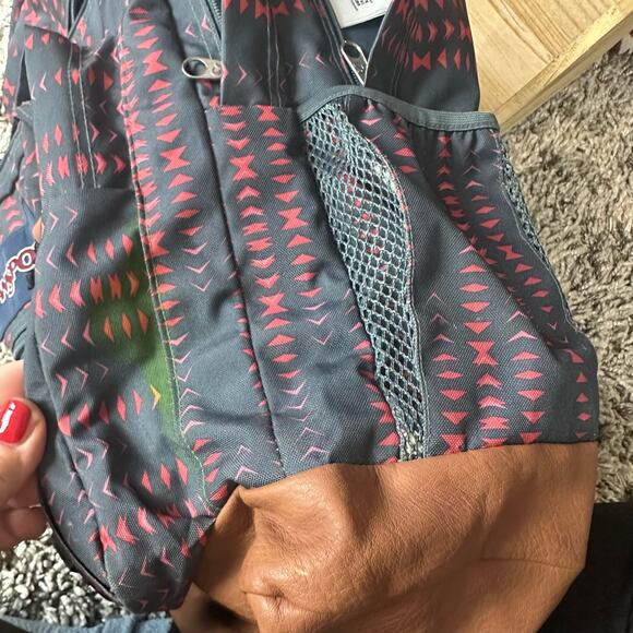 Jansport Cool Student Backpack Gray Pink Triangle Geo Print - Picture 9 of 14